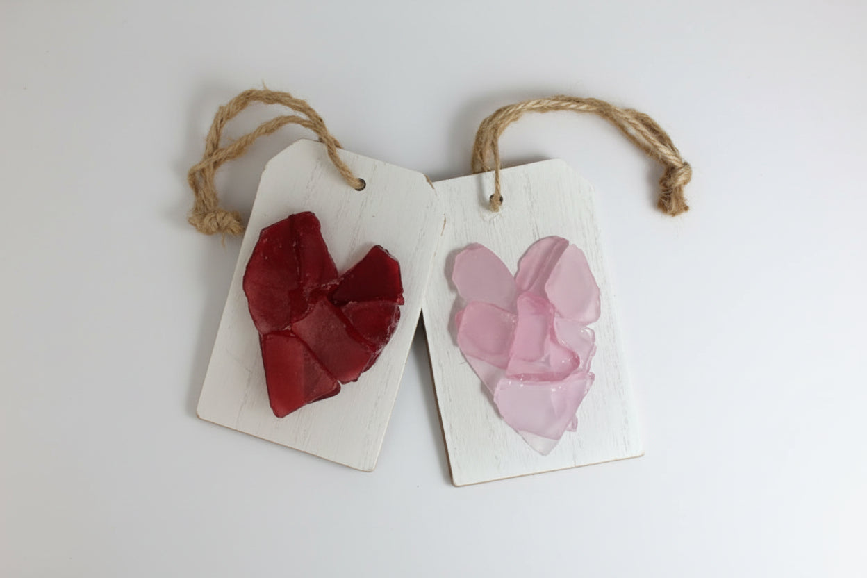 Plank Seaglass Heart Gift Tag