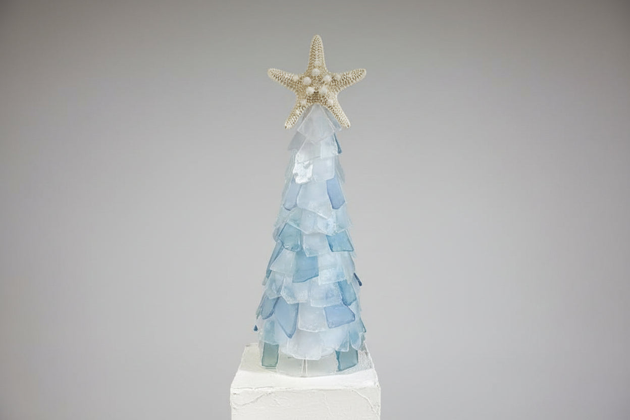10in Seaglass Christmas Tree - HINT OF Line - w/lights