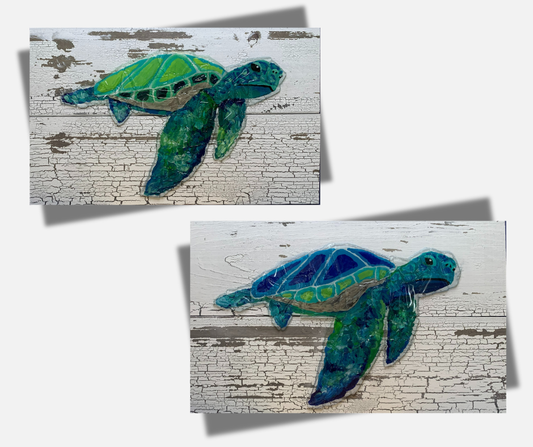 Seaglass Turtle Painting