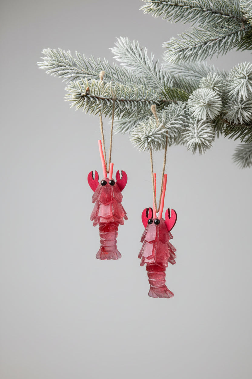 Seaglass 3D Christmas Lobster Ornament