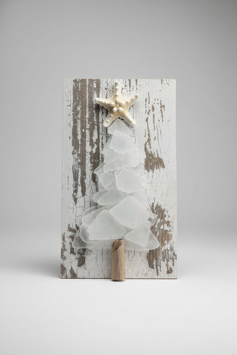 Shabby Plank Seaglass Christmas Tree - 12in