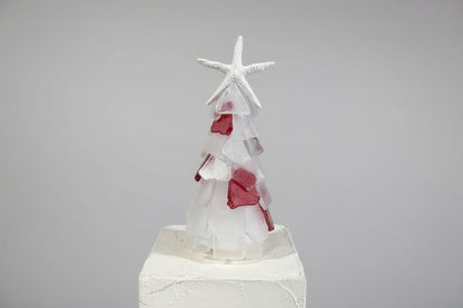  Mini Seaglass Christmas Tree No Lights Resin Starfish, 6 in