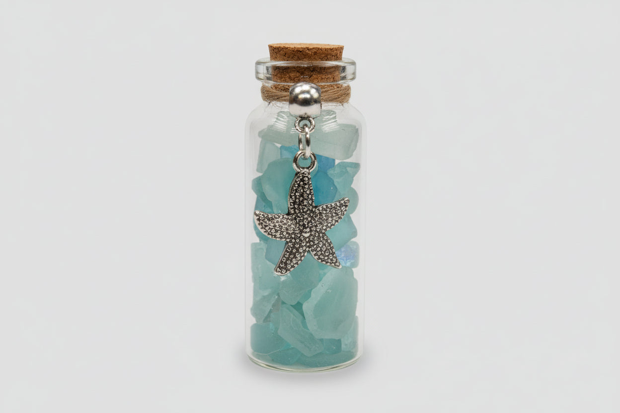 Seaglass Charm Bottles - Stainless Steal Charms