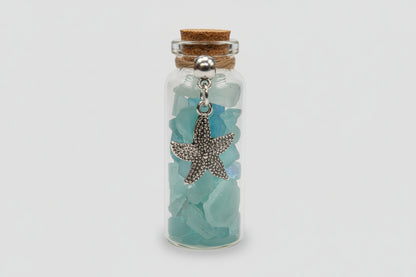 Seaglass Charm Bottles - Stainless Steal Charms
