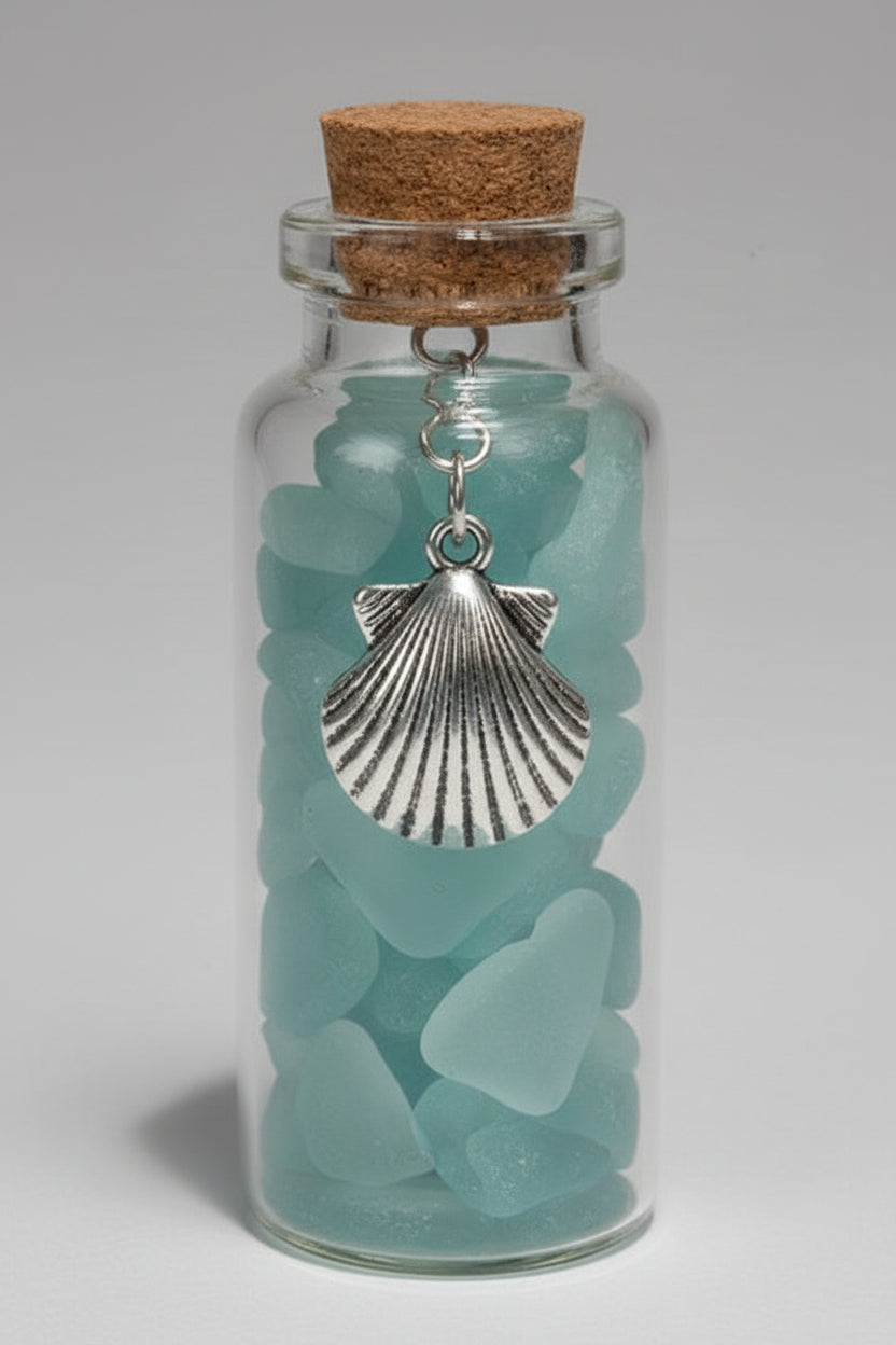 Seaglass Charm Bottles - Stainless Steal Charms