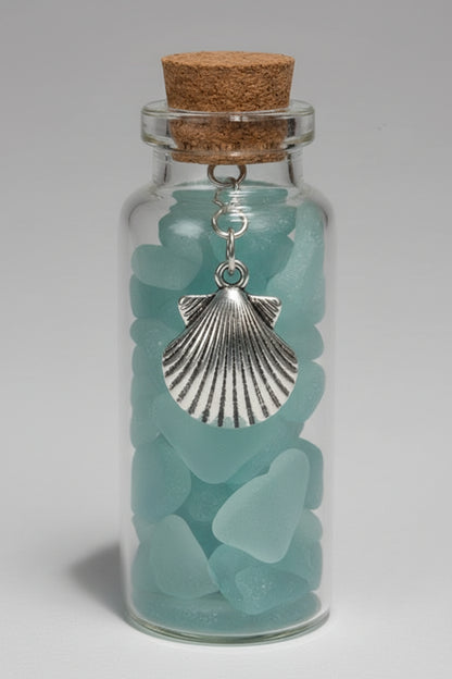 Seaglass Charm Bottles - Stainless Steal Charms
