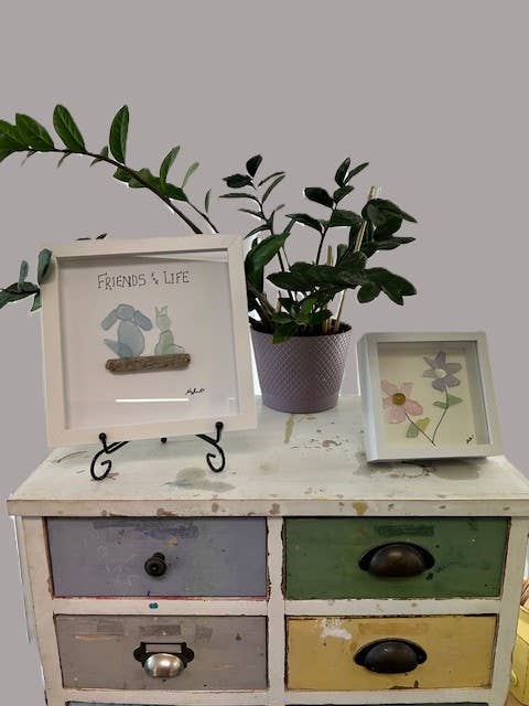 Seaglass I Get By Wood Shadow Box 