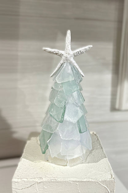  Mini Seaglass Christmas Tree No Lights Resin Starfish, 6 in
