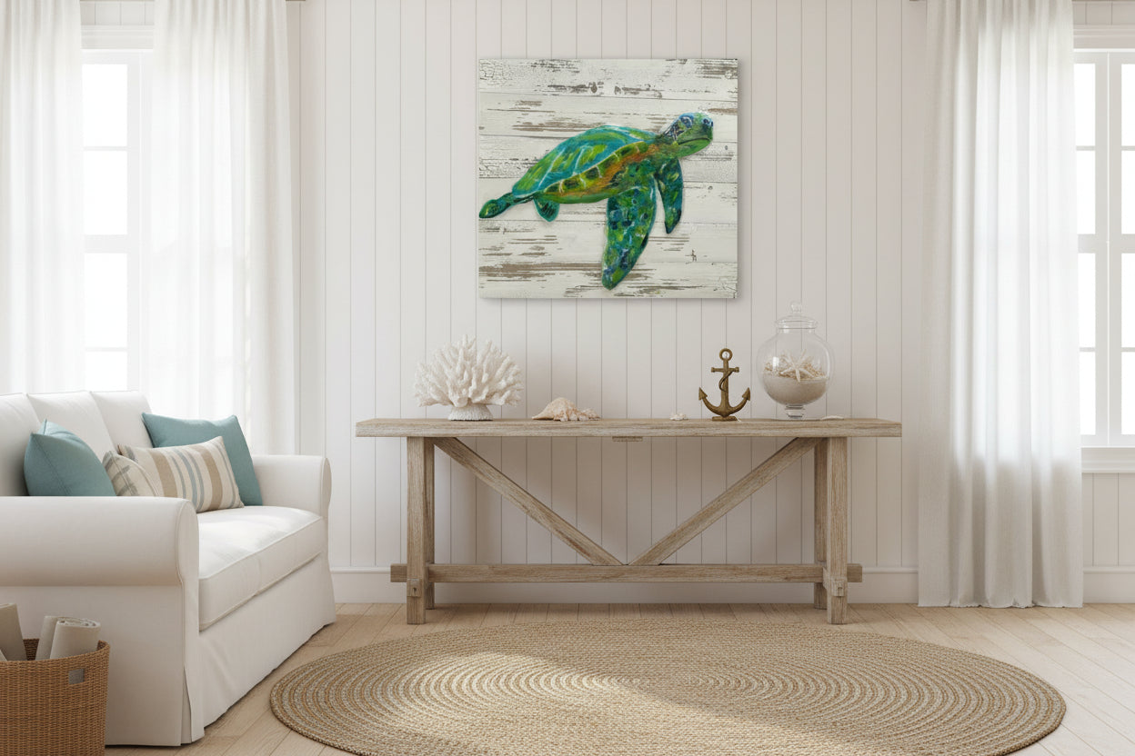Seaglass Turtle Painting