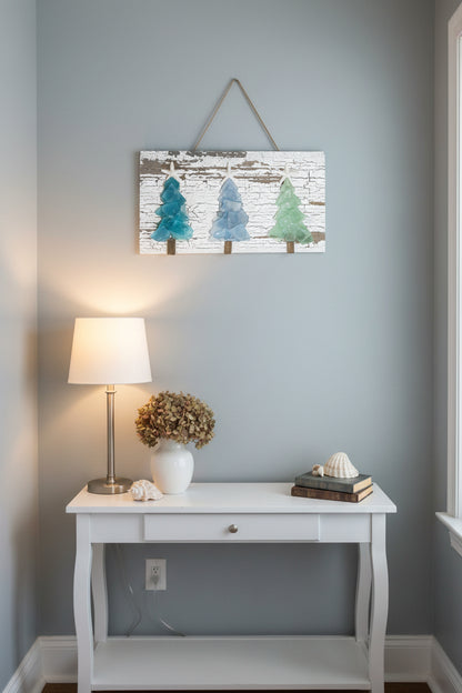Shabby Plank Seaglass - Three Mini Tree Plank