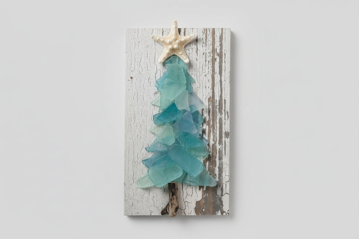Shabby Plank Seaglass Christmas Tree - 12in  
