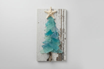 Shabby Plank Seaglass Christmas Tree w/o lights  - 10 in