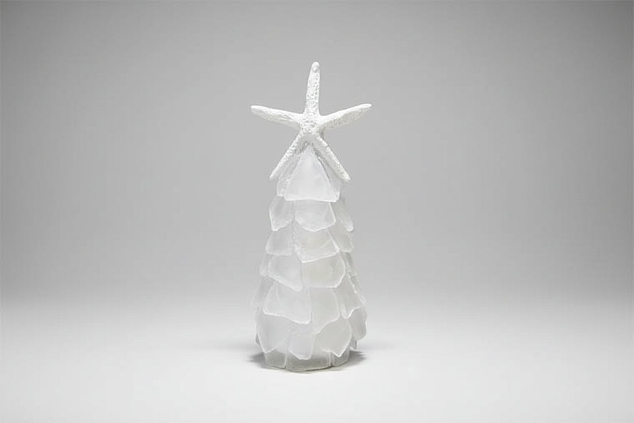  Mini Seaglass Christmas Tree No Lights Resin Starfish, 6 in