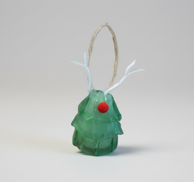 Seaglass 3D Christmas Reindeer Ornament  