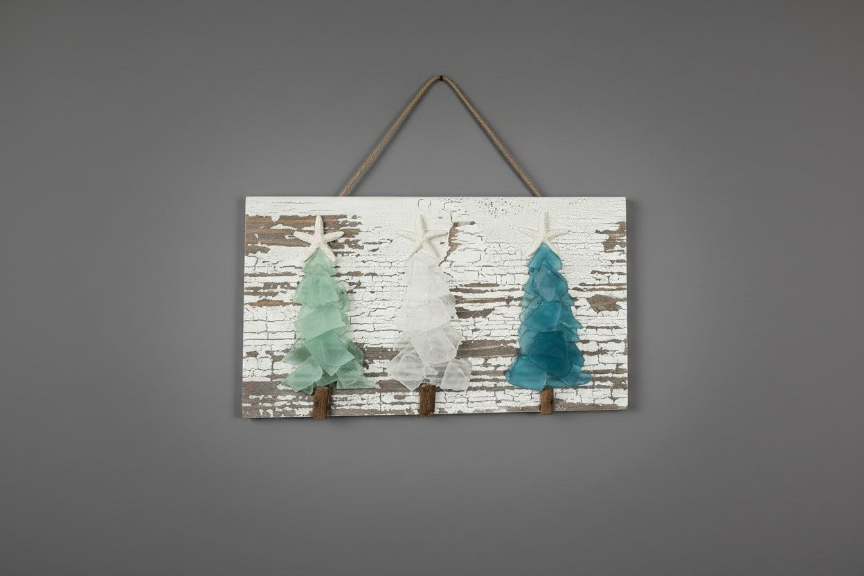 Shabby Plank Seaglass - Three Mini Tree Plank