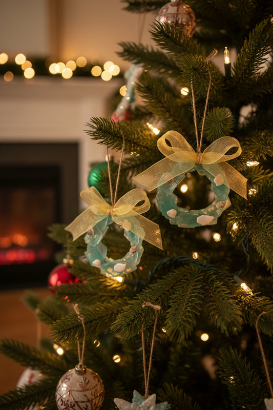 Mini Seaglass Christmas Wreath Ornament   