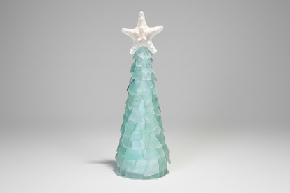 12 Inch Seaglass Christmas Tree Real Starfish with lights 