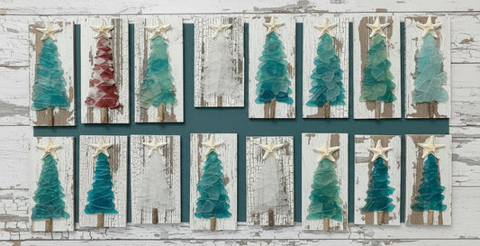 Shabby Plank Seaglass Christmas Tree - 12in  