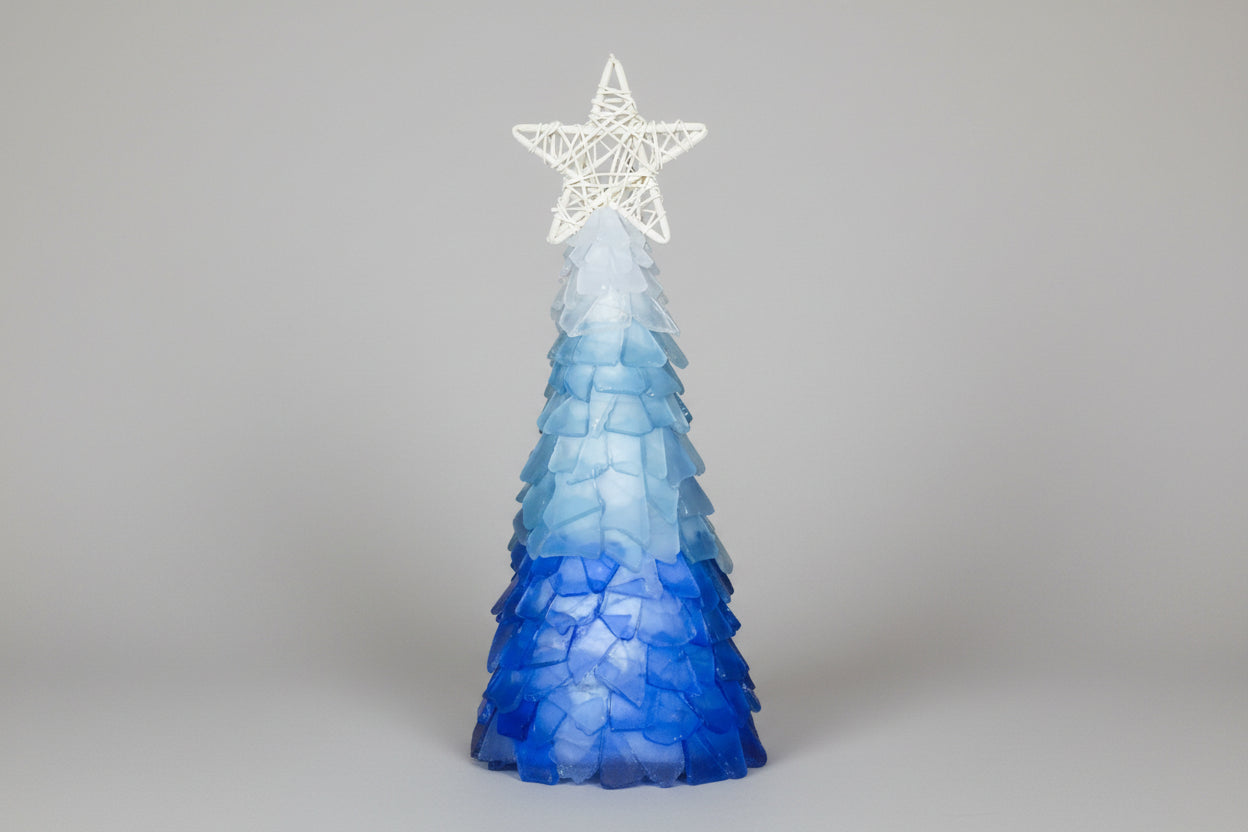 10in Seaglass Christmas Tree - Ombre - Starfish with lights 