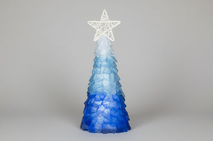 10in Seaglass Christmas Tree - Ombre - Starfish with lights 