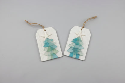 Plank Seaglass Tree Christmas Ornament/Gift Tag   