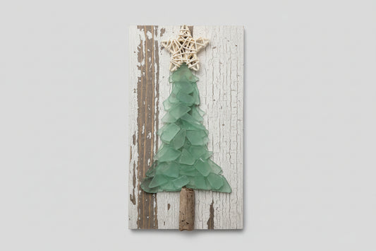 Shabby Plank Seaglass Tree Wicker Star w/o lights   