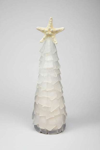 12 Inch Seaglass Christmas Tree Real Starfish with lights 