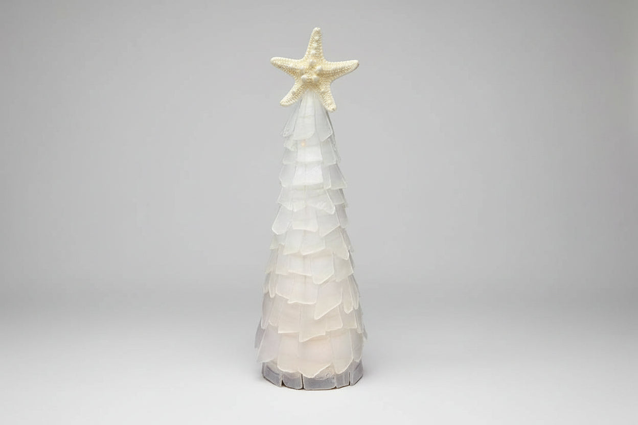 10 in Seaglass Christmas Tree Real Starfish with lights 