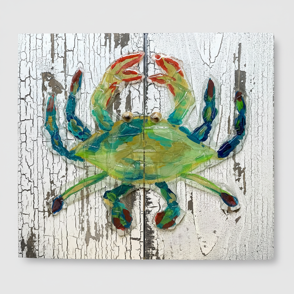 Seaglass Crab Painting   