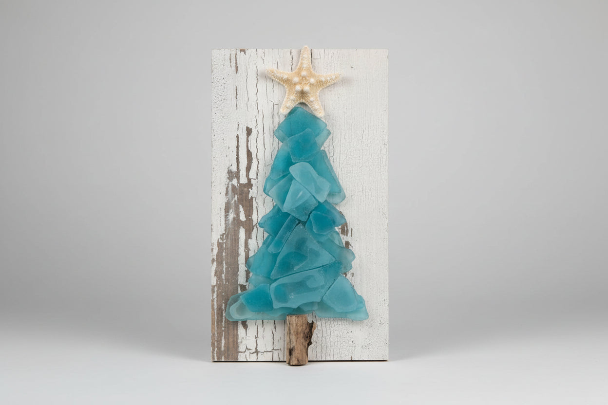 Shabby Plank Seaglass Christmas Tree - 12in  