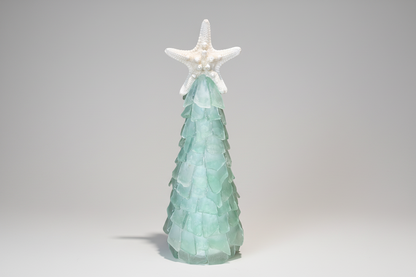 10 in Seaglass Christmas Tree Real Starfish with lights 