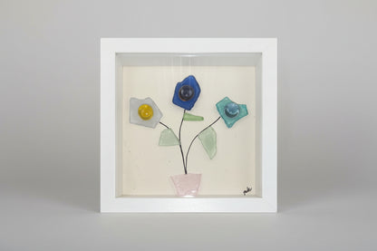 Seaglass Shadow Boxes - Flower Pot - 5x5  