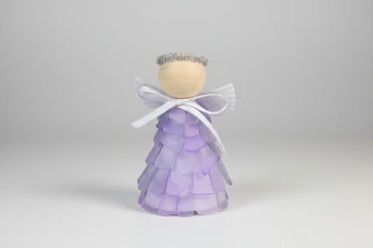 6 Inch Seaglass Christmas Angels with Fairy Lights