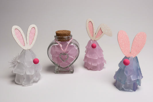 Seaglass Heart Charm Bottles - Rhinestone Heart Charms 