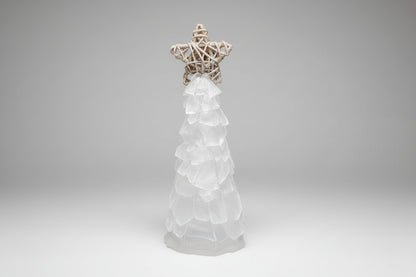12 in Seaglass Christmas Tree Wicker Star with lights   