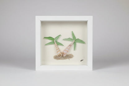 Seaglass Shadow Boxes - Palm Trees - 5x5   