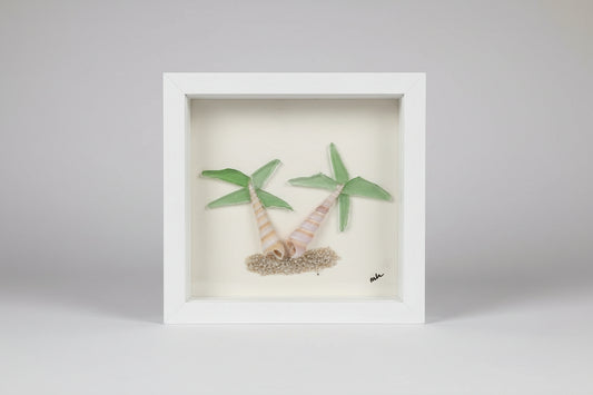 Seaglass Shadow Boxes - Palm Trees - 5x5   