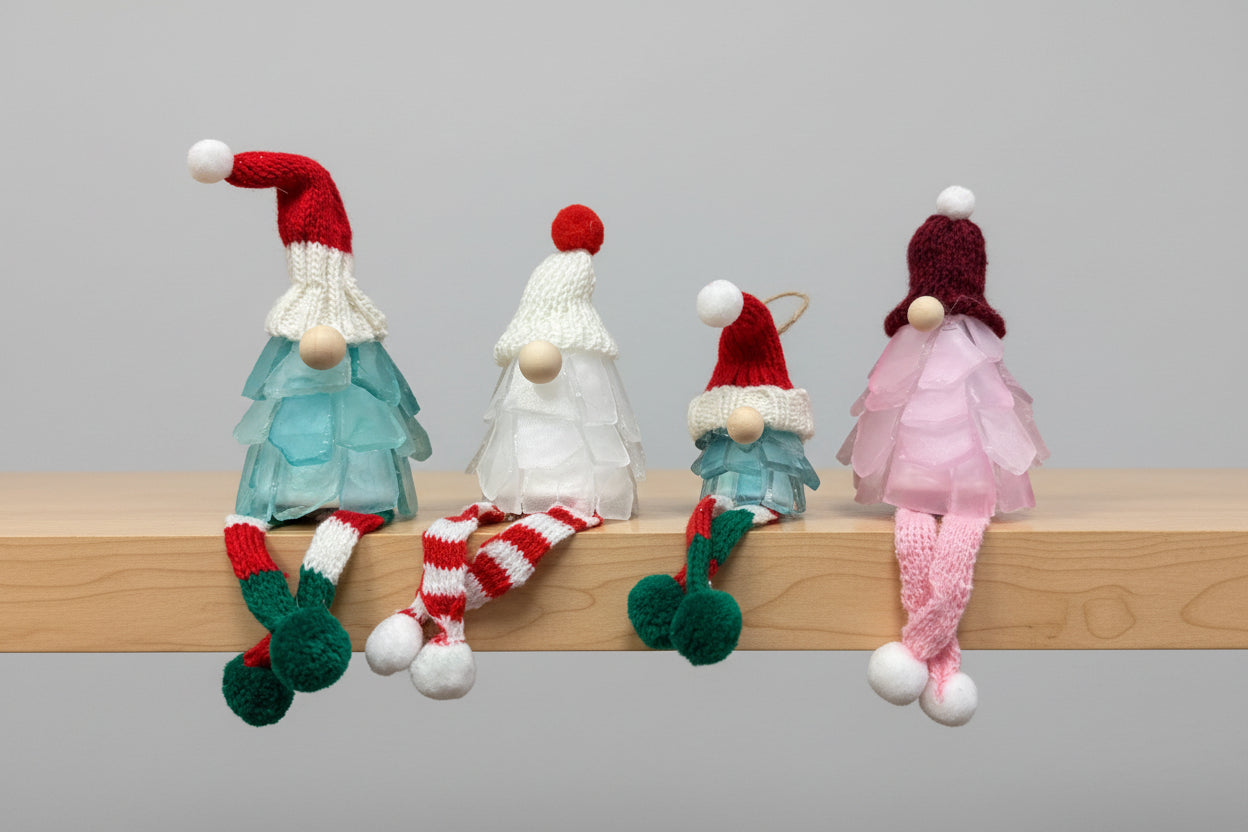 Mini Seaglass Christmas Gnome- No Lights 