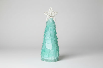 12 in Seaglass Christmas Tree Wicker Star with lights   