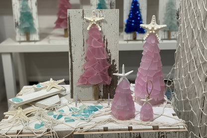 10 in Seaglass Christmas Tree Real Starfish with lights 