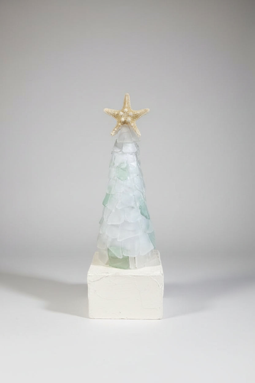 10in Seaglass Christmas Tree - HINT OF Line - w/lights