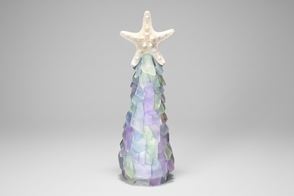 12 Inch Seaglass Christmas Tree Real Starfish with lights 