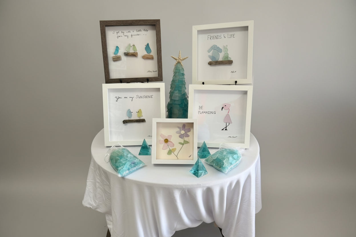 Seaglass I Get By Wood Shadow Box 
