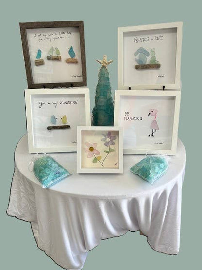 Seaglass Be Flamazing Wood Shadow Box 