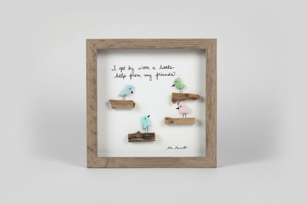 Seaglass I Get By Wood Shadow Box 