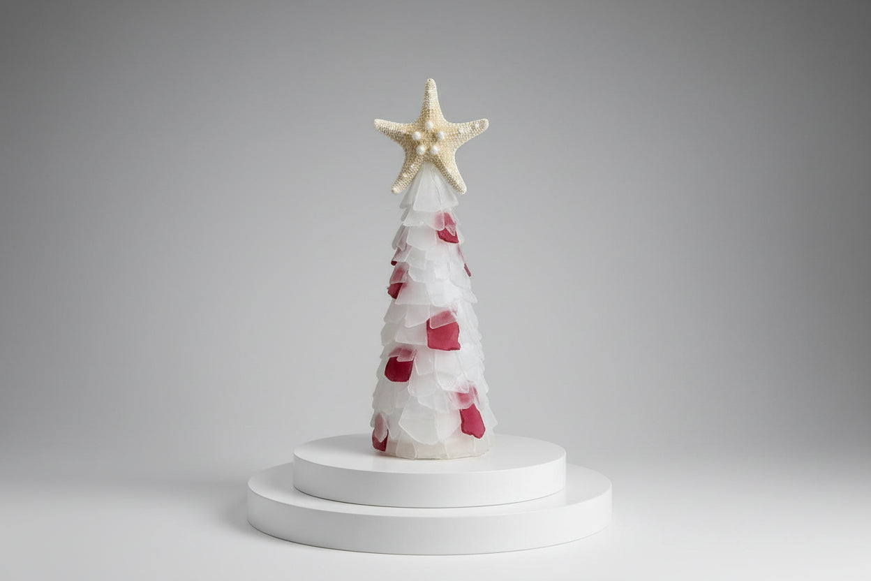 10in Seaglass Christmas Tree - HINT OF Line - w/lights