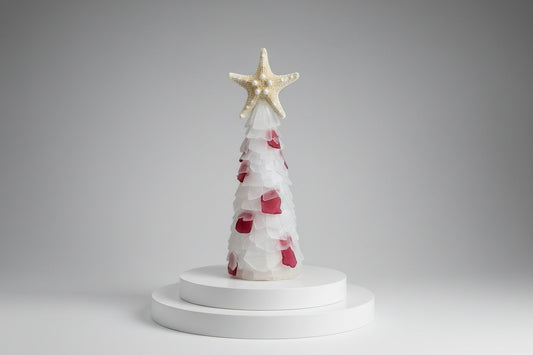 10in Seaglass Christmas Tree - HINT OF Line - w/lights