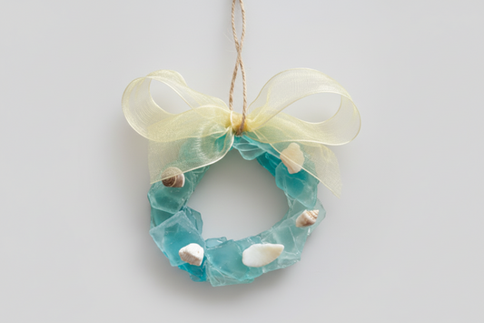 Mini Seaglass Christmas Wreath Ornament   