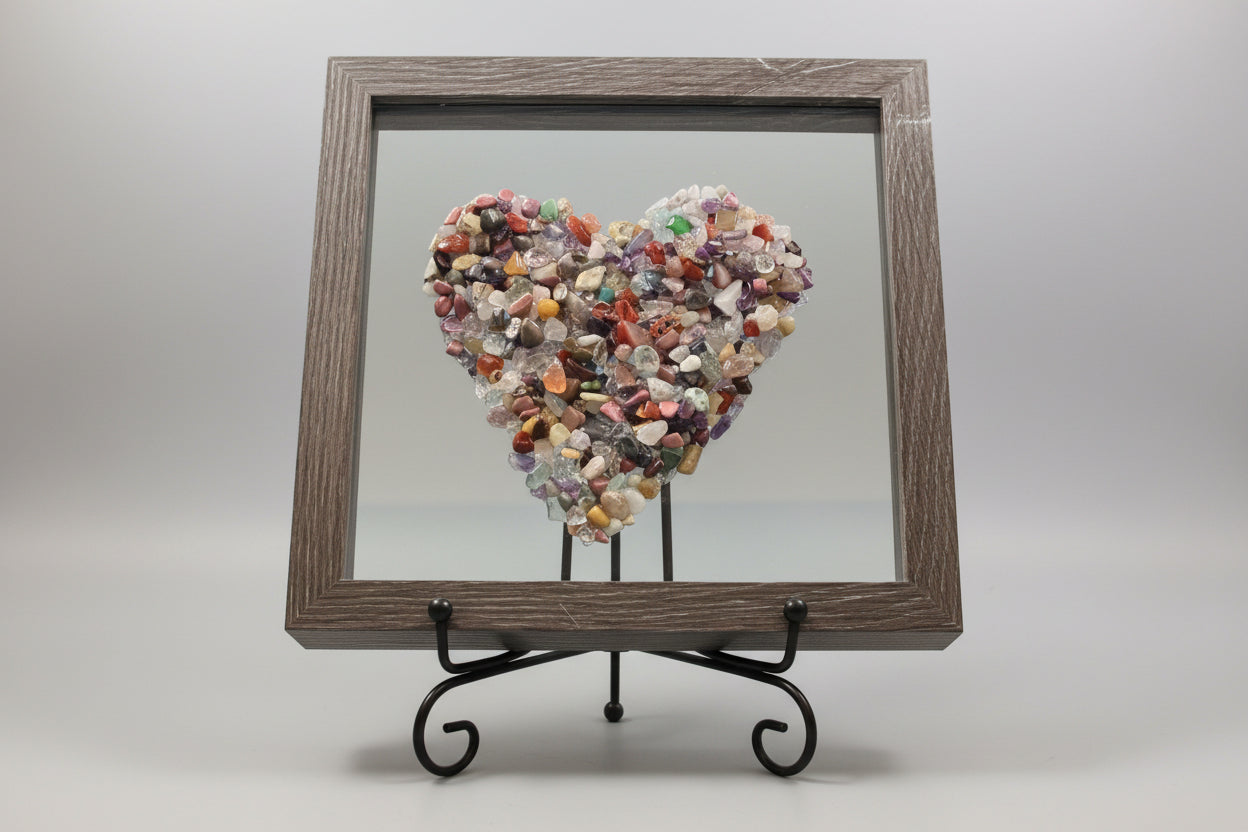 Valentine Seaglass Heart Shadow Box - 8x8    
