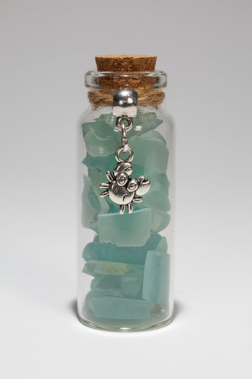 Seaglass Charm Bottles - Stainless Steal Charms